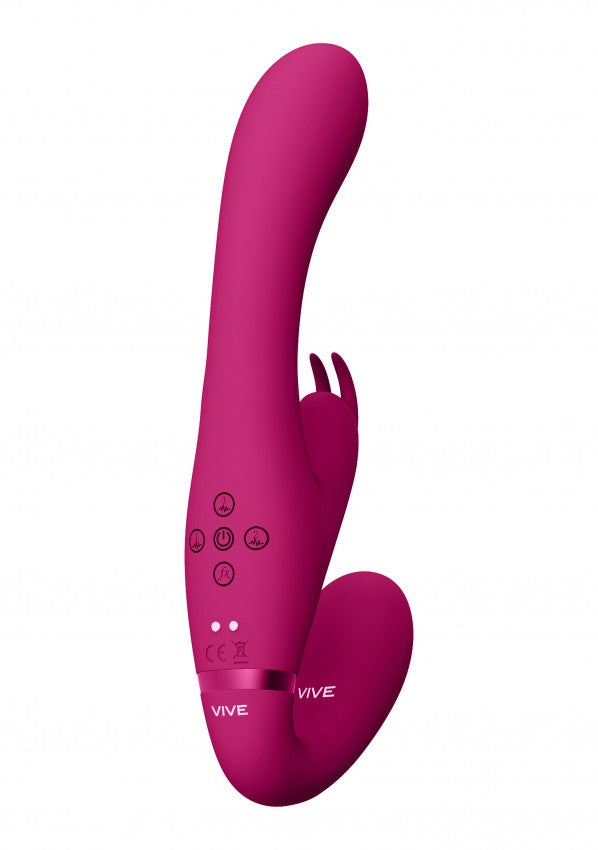 Suki strapless vibrating rabbit dildo - Pink