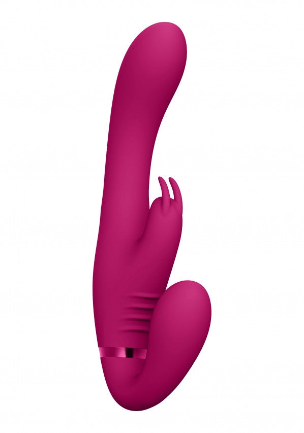 Vibratore Rabbit a 3 motori strapless nero Suki Pink - 12cm