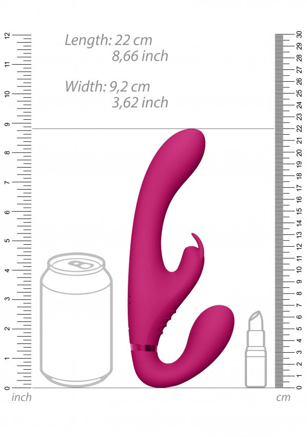 Suki Pink Black Strapless 3 Motor Rabbit Vibrator - 12cm