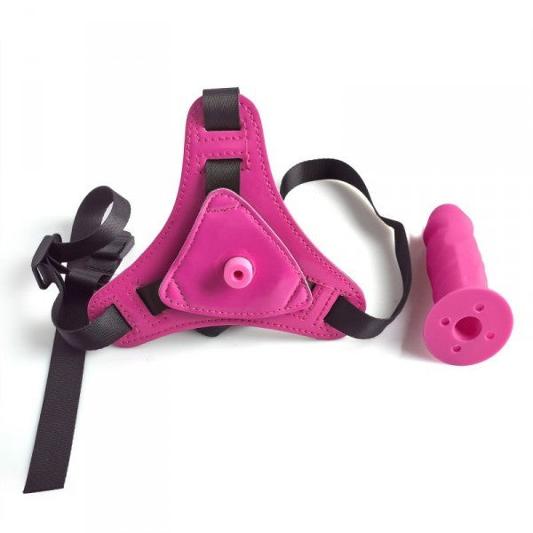 Cintura regolabile Strap On + Dildo realistico rosa - 10cm