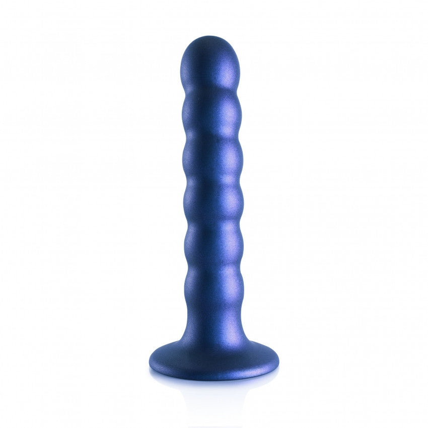 Dildo Beaded G-Spot Dildo con ventosa Metallic Blue - 13,8cm