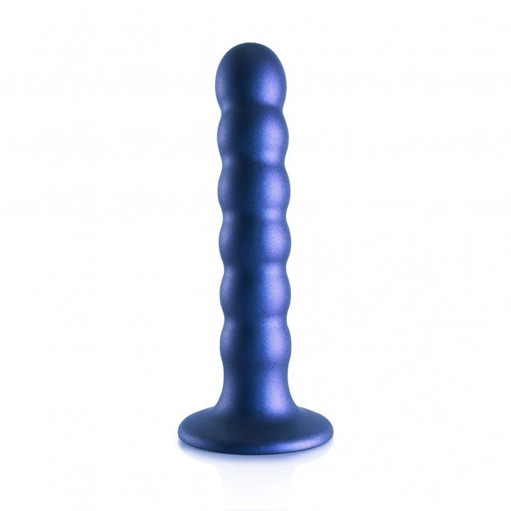 Dildo Beaded G-Spot Dildo with suction cup Metallic Blue - 13.8cm