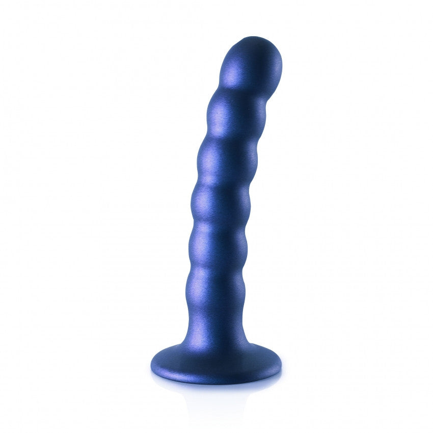 Dildo Beaded G-Spot Dildo with suction cup Metallic Blue - 13.8cm