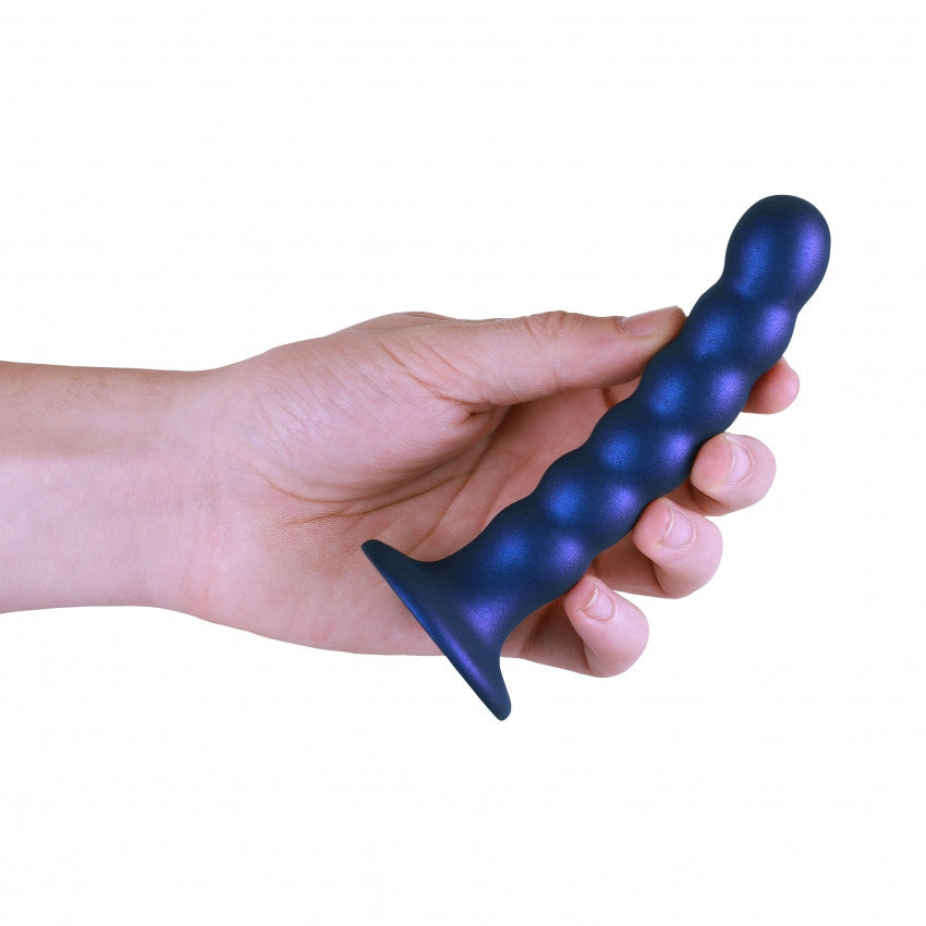 Dildo Beaded G-Spot Dildo con ventosa Metallic Blue - 13,8cm