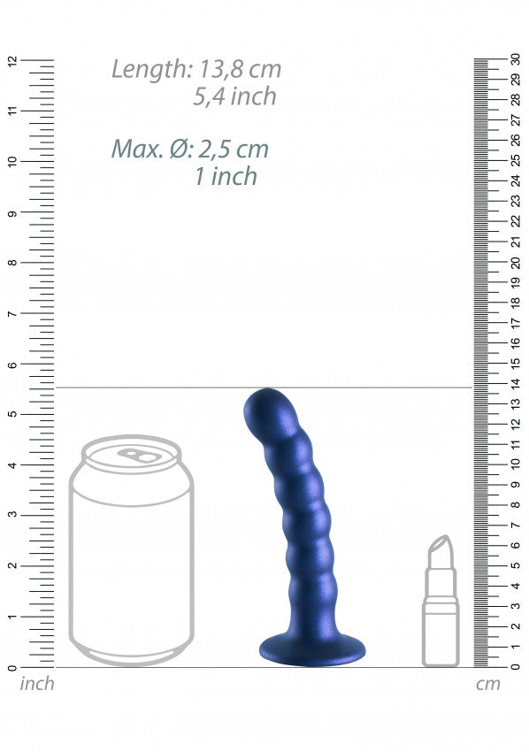 Dildo Beaded G-Spot Dildo with suction cup Metallic Blue - 13.8cm