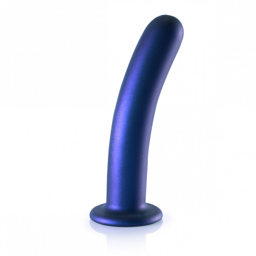 Smooth G-Spot Dildo with suction cup Metallic Blue - 17.7cm