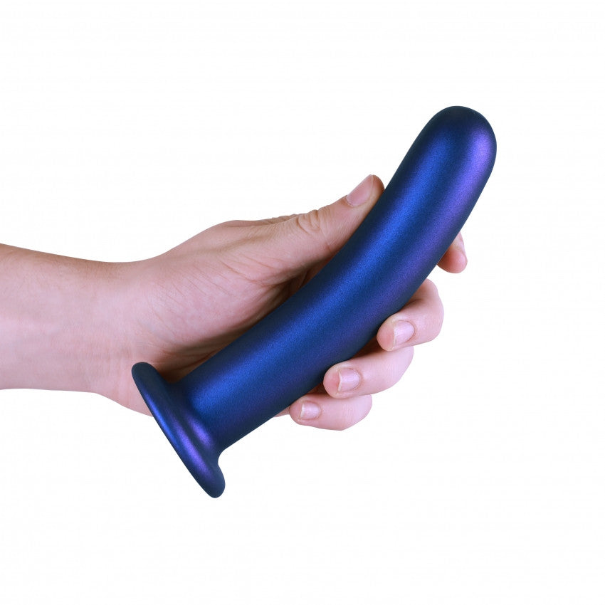 Smooth G-Spot Dildo with suction cup Metallic Blue - 17.7cm