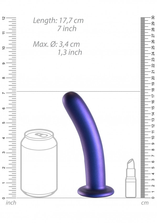 Smooth G-Spot Dildo with suction cup Metallic Blue - 17.7cm