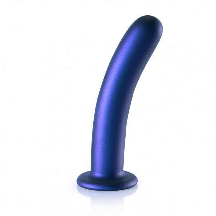 Smooth G-Spot Dildo with suction cup Metallic Blue - 17.7cm