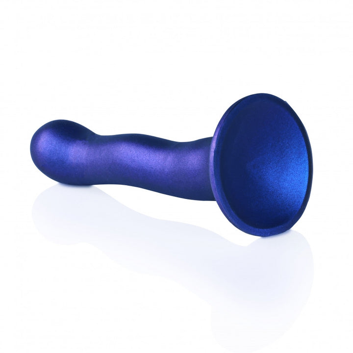 Ultra Soft Curvy G-Spot Dildo with Metallic Blue suction cup - 17cm