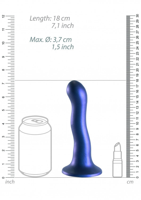 Ultra Soft Curvy G-Spot Dildo with Metallic Blue suction cup - 17cm