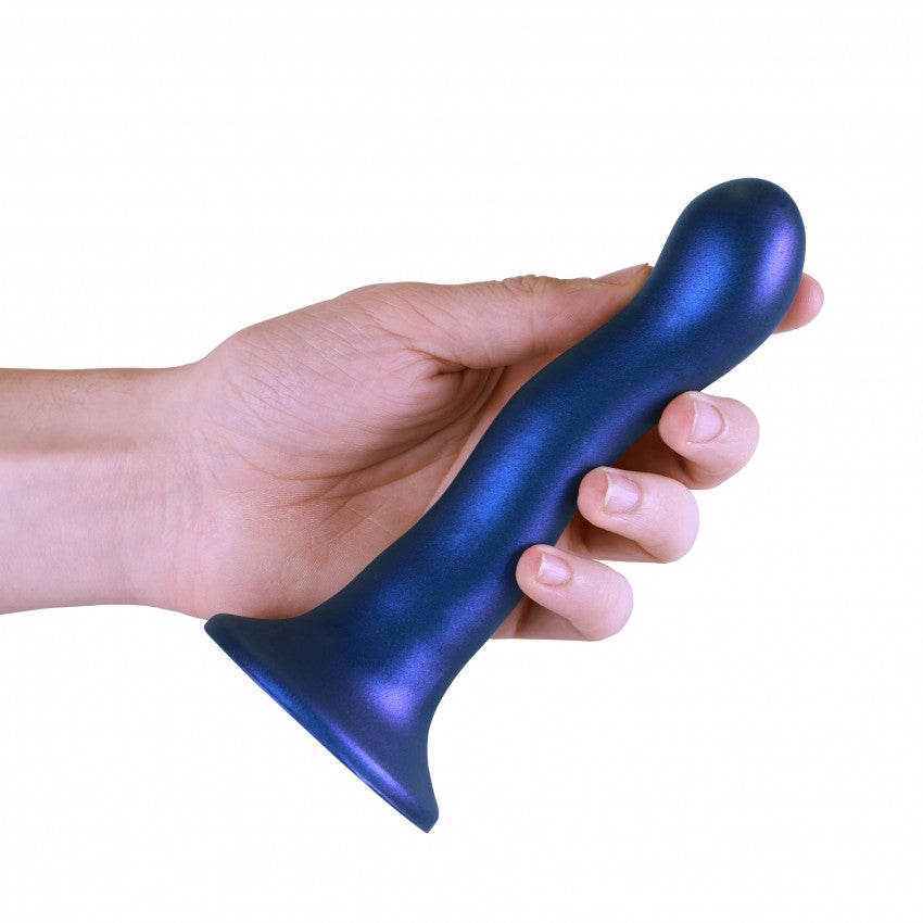 Dildo Ultra Soft Curvy G-Spot con ventosa Metallic Blue - 17cm