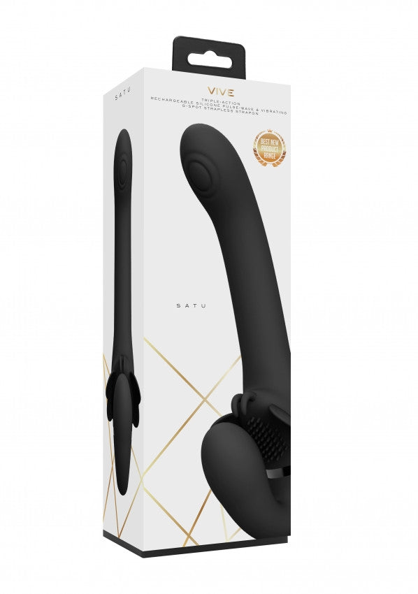 Satu black strapless double vibrator - Black