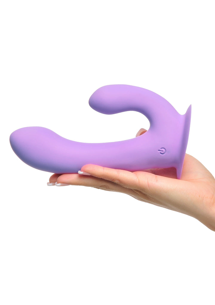 Duo Pleasure Wallbang-Her double vibrator with suction cup