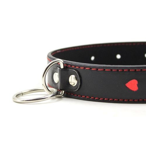 Easy collar leash black collar with leash with heart