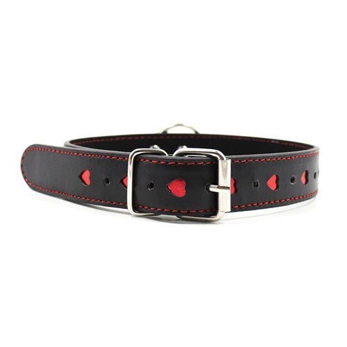 Easy collar leash black collar with leash with heart