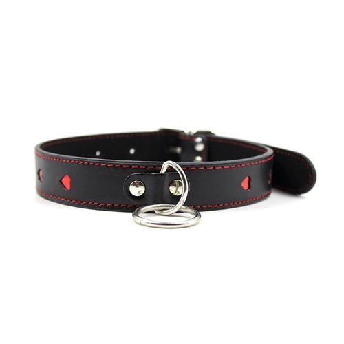 Easy collar leash black collar with leash with heart