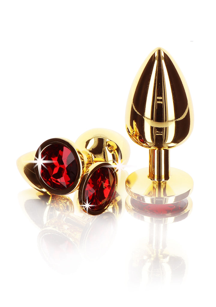 Butt Plug oro con Gioiello Rosso Rubino Taboom