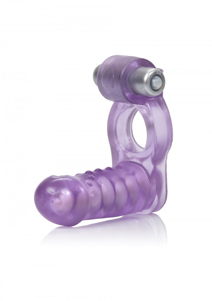 Wearable anal phallus with vibrating phallic ring against premature ejaculation