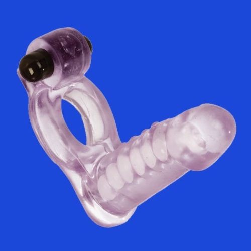 Wearable anal phallus with vibrating phallic ring against premature ejaculation