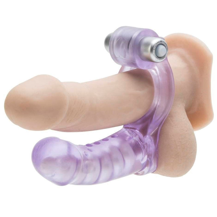 Wearable anal phallus with vibrating phallic ring against premature ejaculation