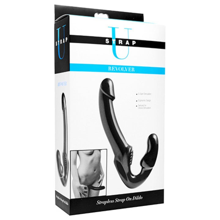 Dildo Strapless Revolver Maxi nero con stimolatore Clitorideo e Punto G - 25,4cm