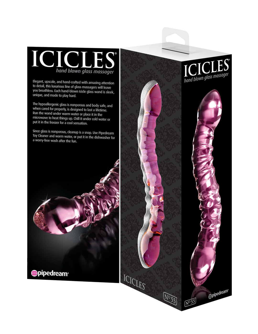 Dildo Doppio Icicles in vetro No.55 - 19,5cm