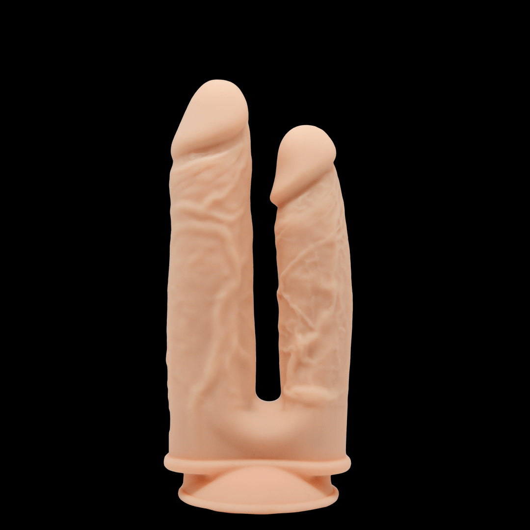 Realistic double dildo with suction cup Model 1 double penetration 19.5 cm 17.5 cm