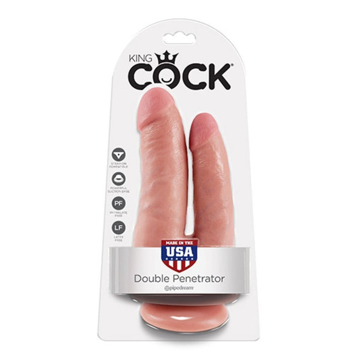 Dildo doppio realistico per doppia penetrazione King Cock - 22cm