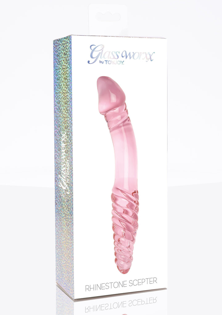 Double vaginal anal phallus Rhinestone Scepter in glass