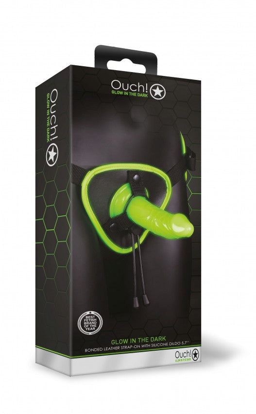 Strap On Glow in The Dark + Dildo Fluo Green - 13cm