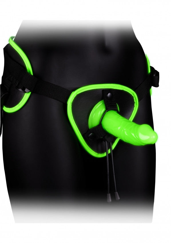 Dildo Wearable Strap-on Harness - Glow in the Dark - Neon Green/Black