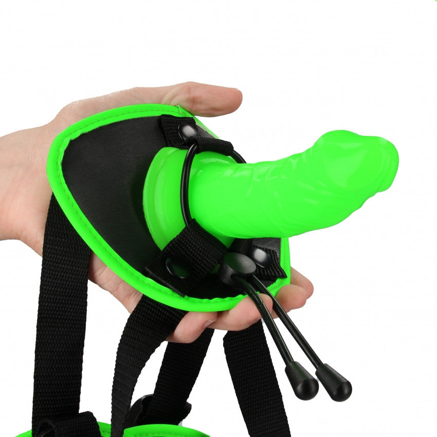 Strap On Glow in The Dark + Dildo Fluo Green - 13cm