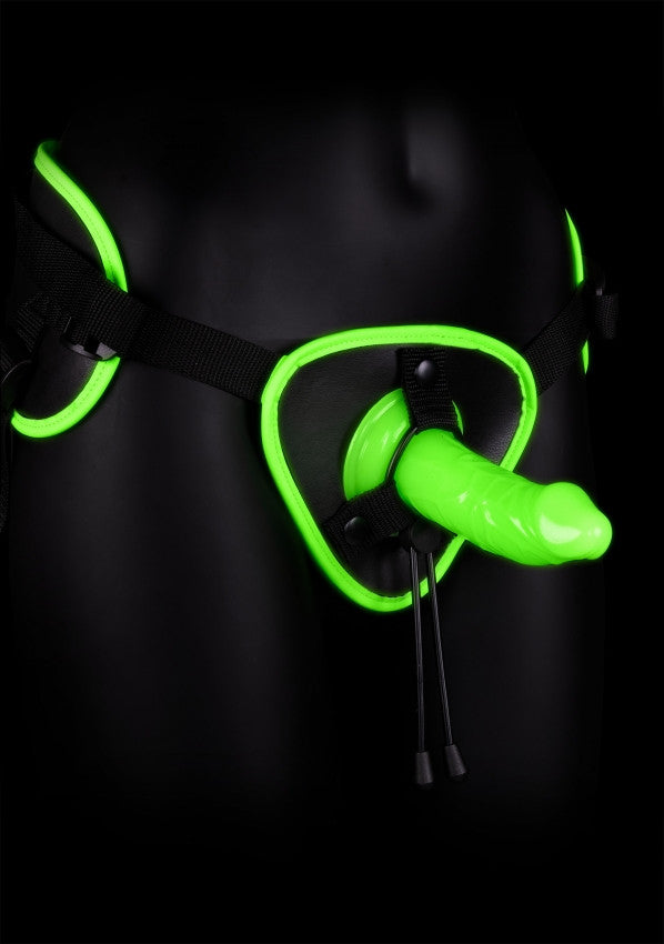 Strap On Glow in The Dark + Dildo Fluo Green - 13cm