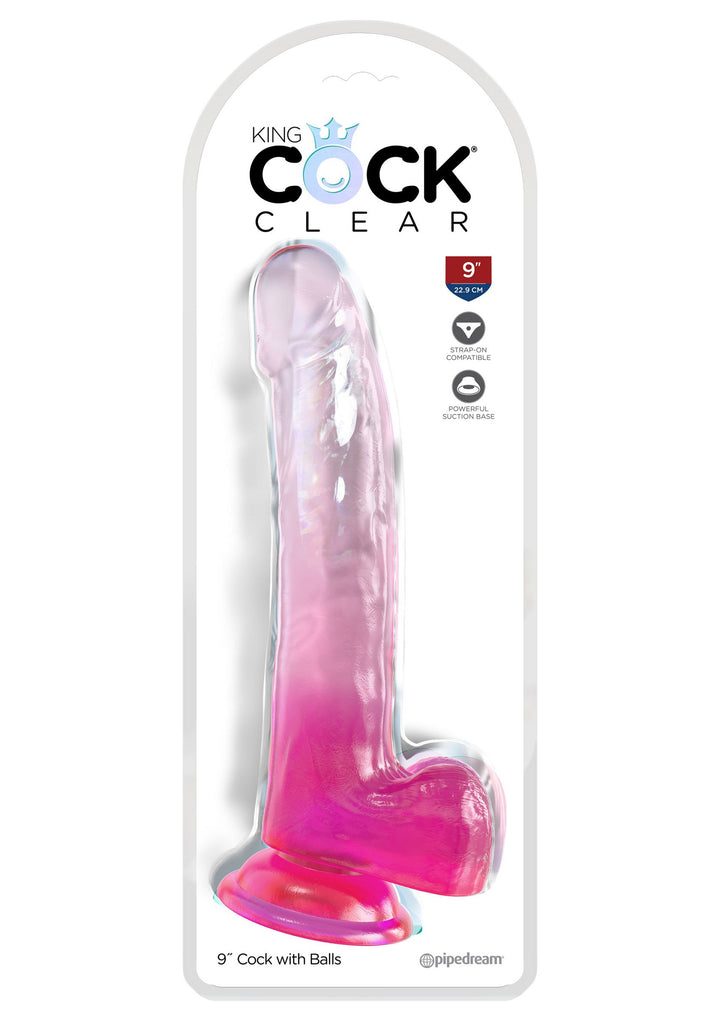 9" Cock with Balls Clear Pink - 24,8cm