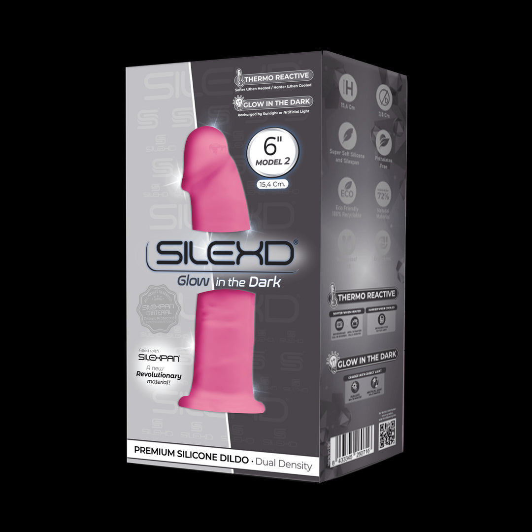 Realistic dildo with suction cup Fuchsia Glow in the Dark - 15.4