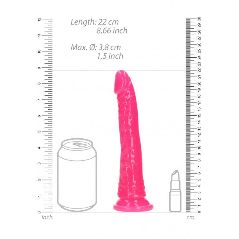 Realistic dildo with suction cup Slim Neon Pink - 22cm