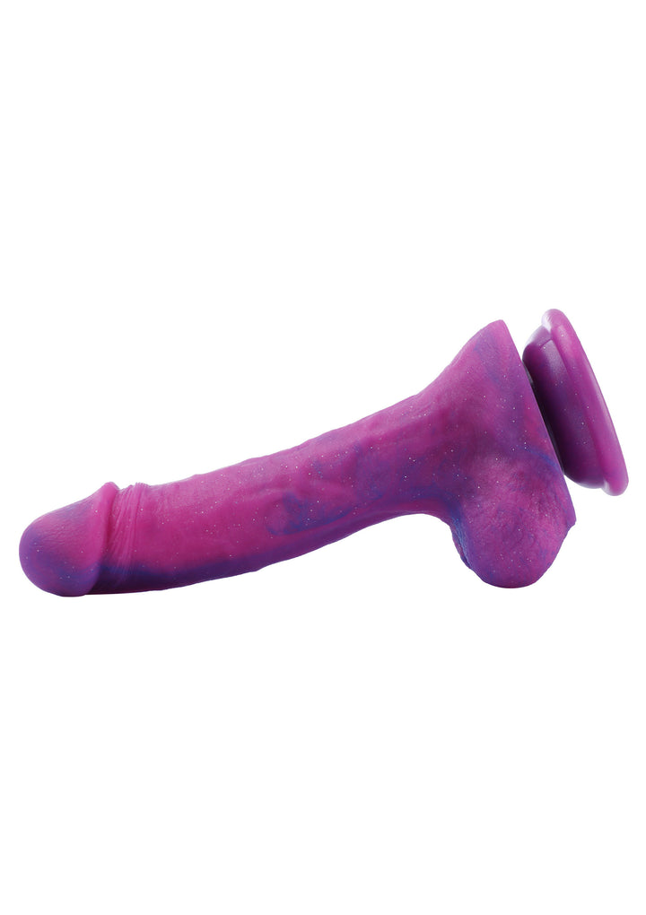 Hismith KlicLok Purple Glitter Realistic Dildo - 19cm