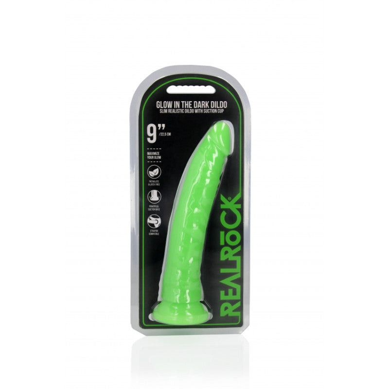 Realistic dildo with suction cup Slim Neon Green - 25cm