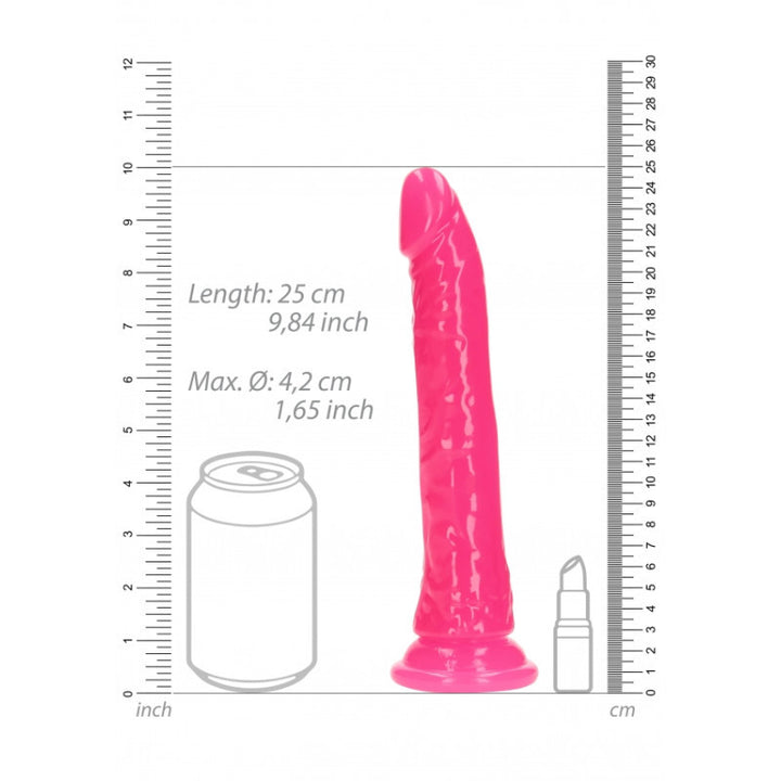 Realistic dildo with suction cup Slim Neon Pink - 25cm
