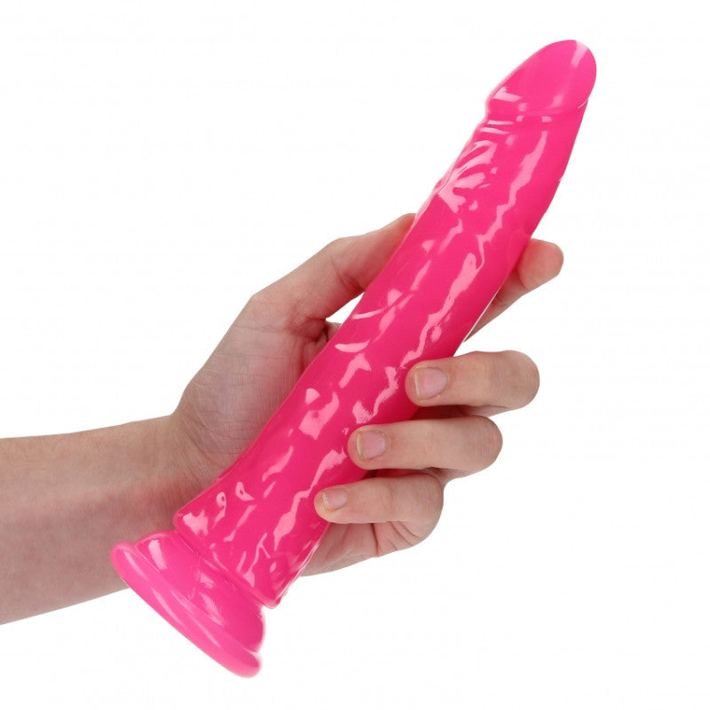 Realistic dildo with suction cup Slim Neon Pink - 25cm