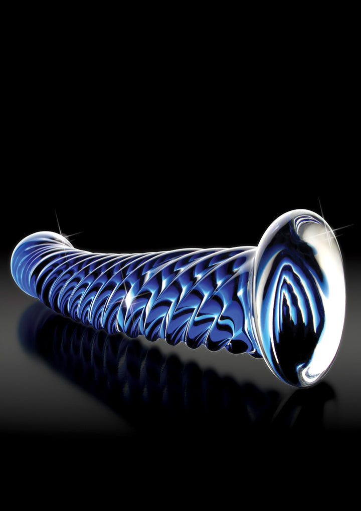 Dildo realistico Twisted in vetro Blu Icicles No.29 - 19,5cm