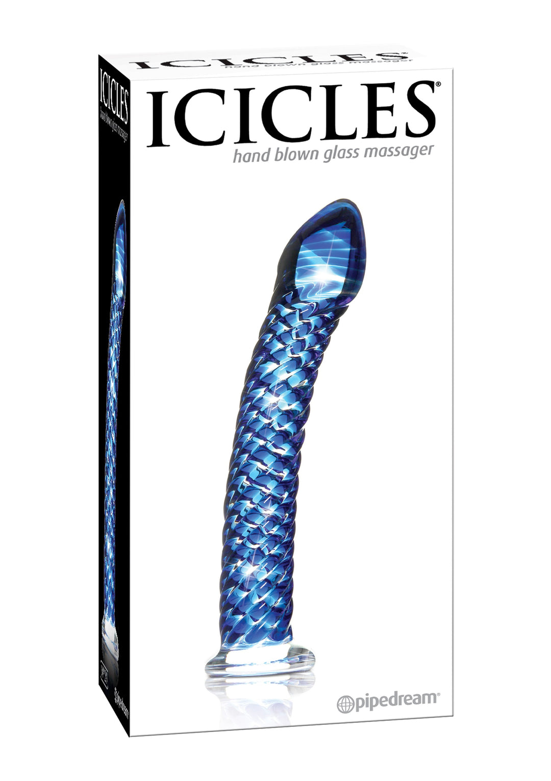 Dildo realistico Twisted in vetro Blu Icicles No.29 - 19,5cm