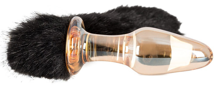 Glass Anal plug made of glass with black tail