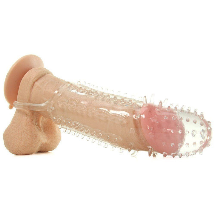 Wearable phallic sheath extends the penis with phallic ring against premature ejaculation