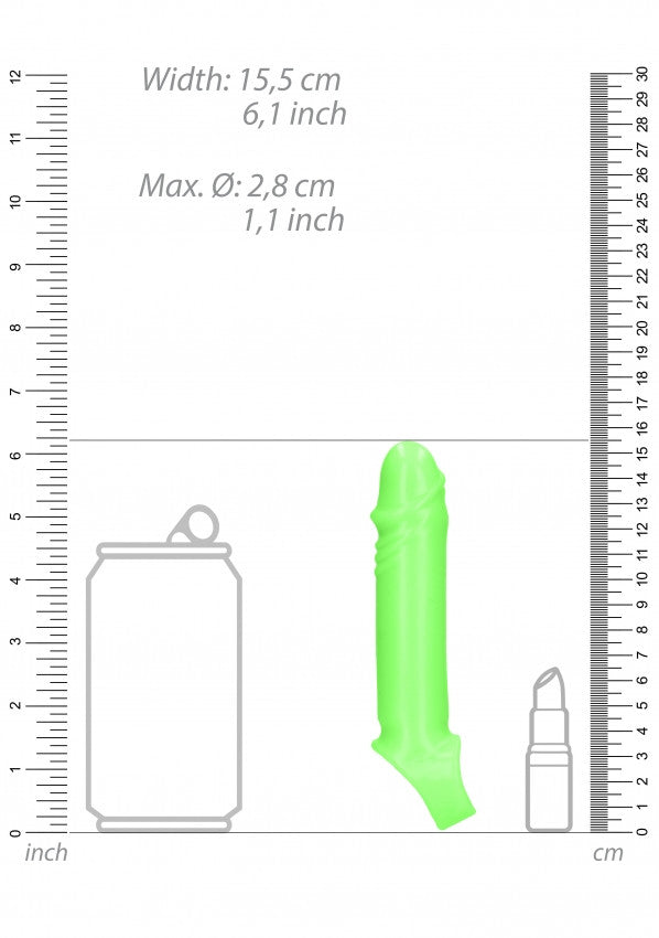 Smooth Stretchy Penis Sleeve - Glow in the Dark - Neon Green