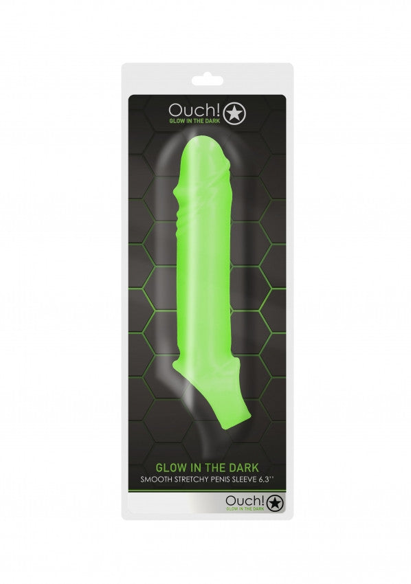 Smooth Stretchy Penis Sleeve - Glow in the Dark - Neon Green