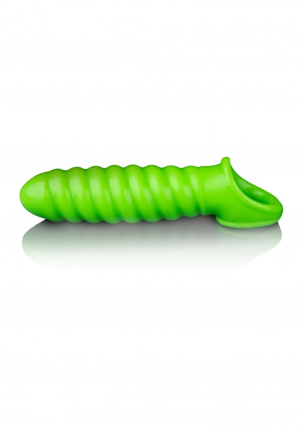 Swirl Stretchy Penis Sleeve - Glow in the Dark - Neon Green