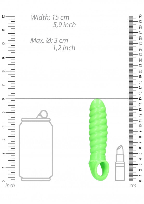 Swirl Stretchy Penis Sleeve - Glow in the Dark - Neon Green