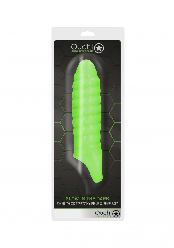 Swirl Thick Stretchy Penis Sleeve - GitD - Neon Green